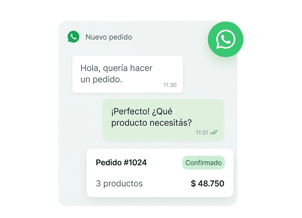 WhatsApp conversation converted into a confirmed order