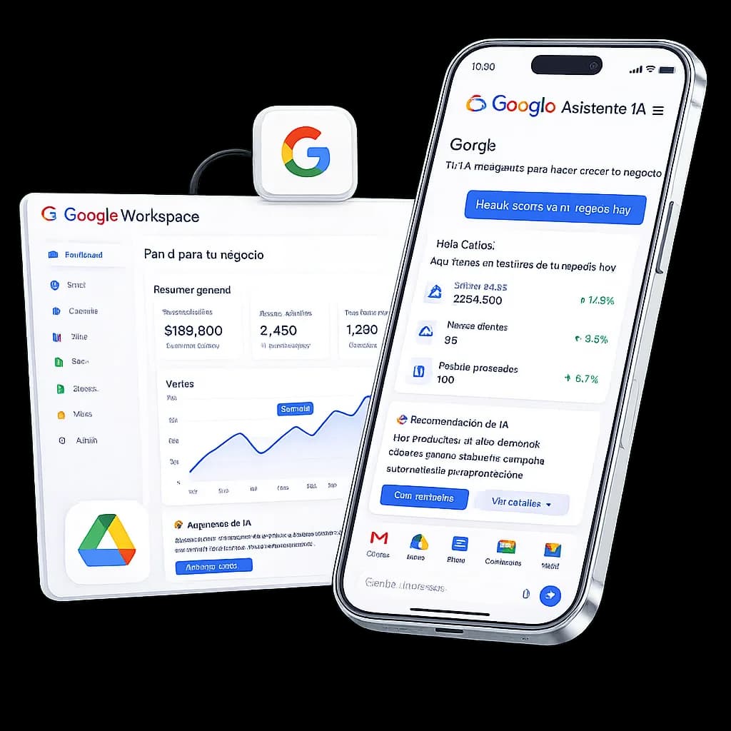 Google Workspace en móvil y tablet con cuentas corporativas organizadas
